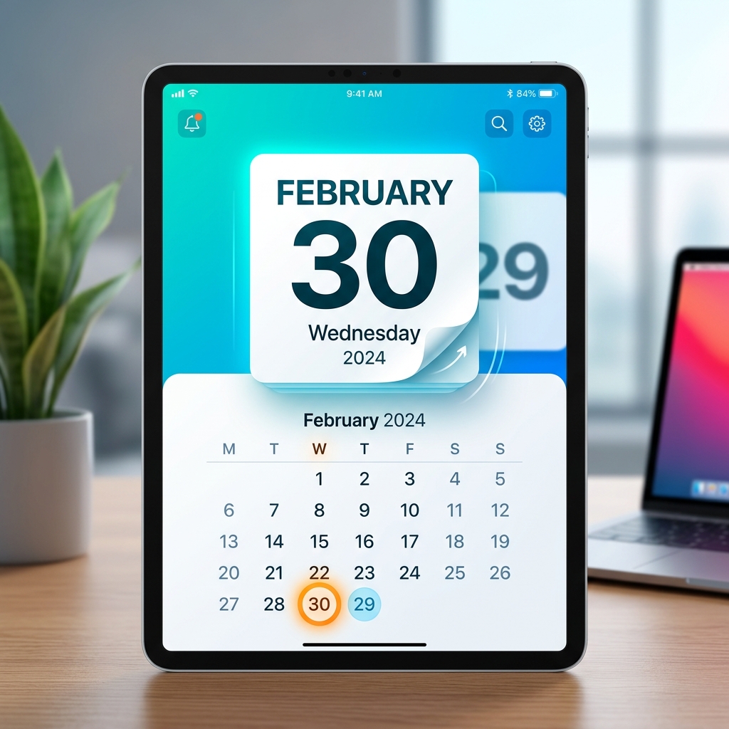 February 30th on a digital calendar