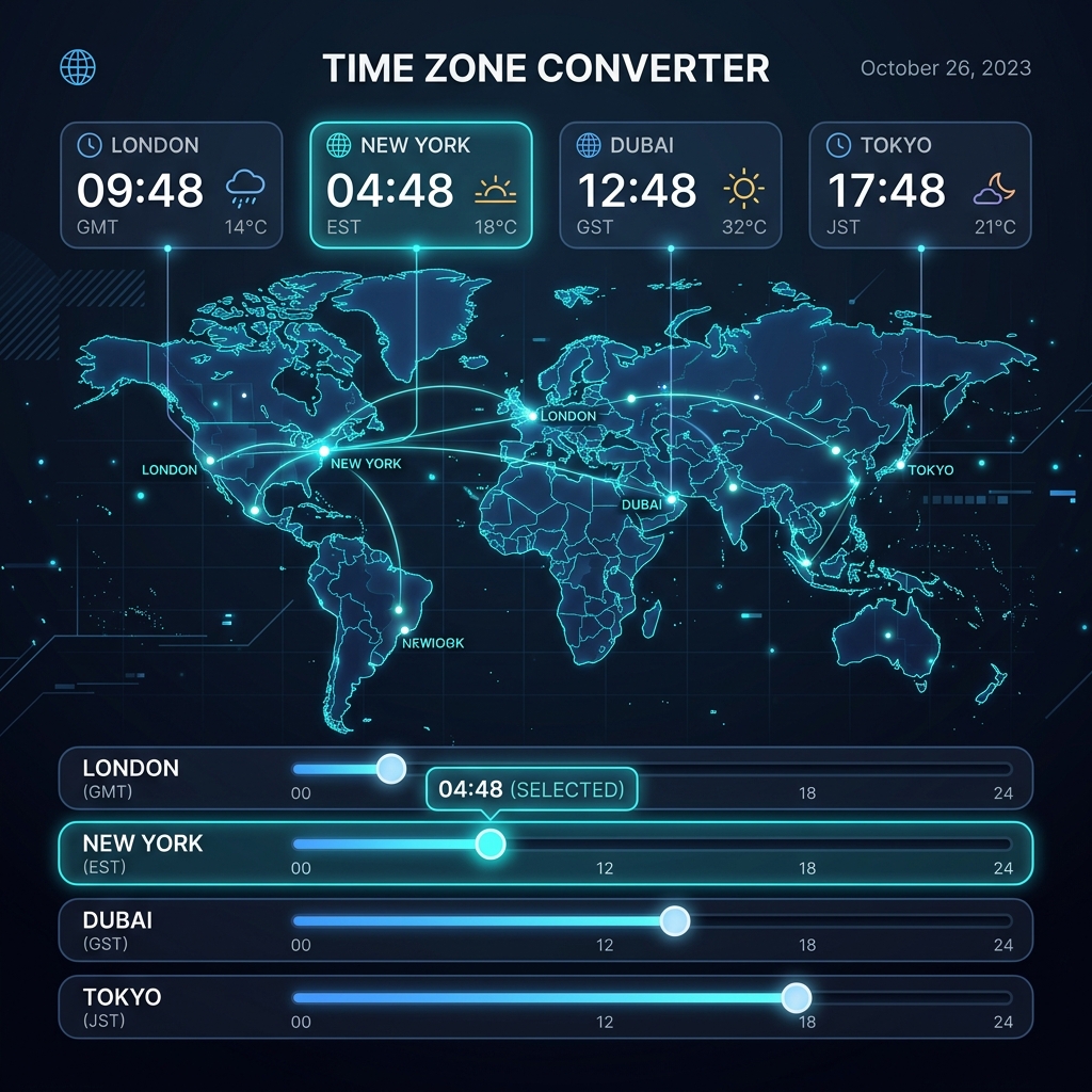 Sleek Time Zone Converter UI